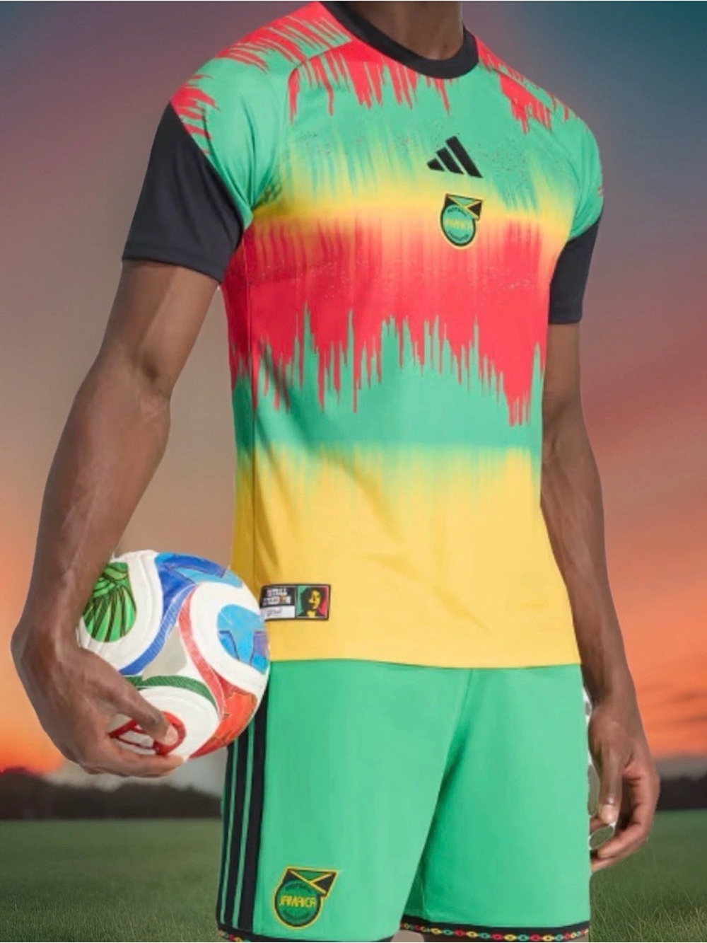 Adidas Jamaica Football X Bob Marley 2026 DNA Men’s Pre Match Jersey Sz 2XLNew